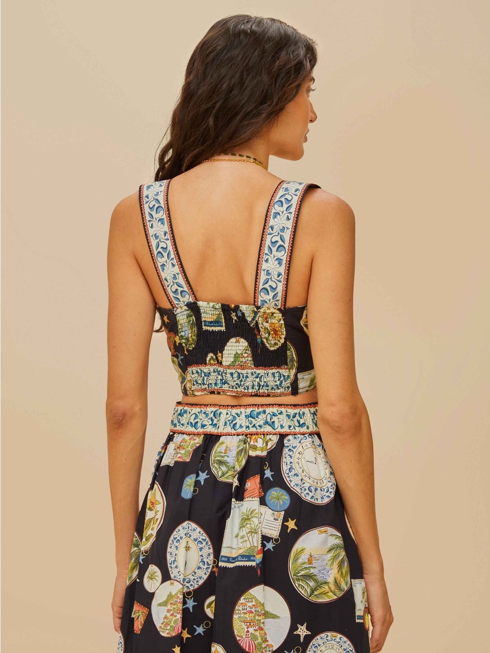 Farm Rio: Black Trip Souvenir Topstitching Top - Picture 2 of 15